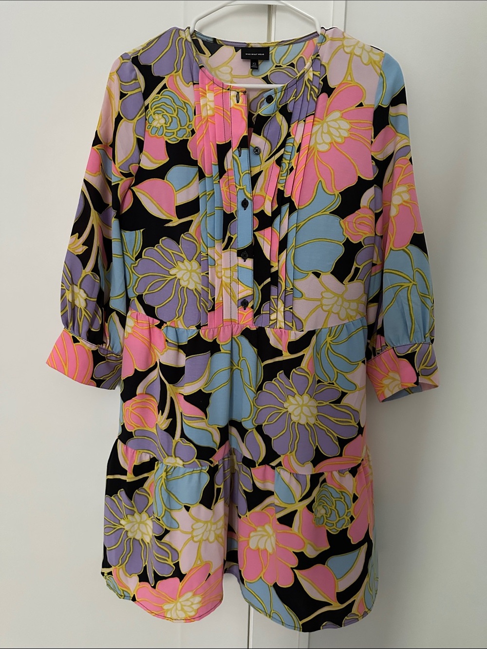 Who What Wear Multicolor Floral Tunic in Pink, Blue & Lavender